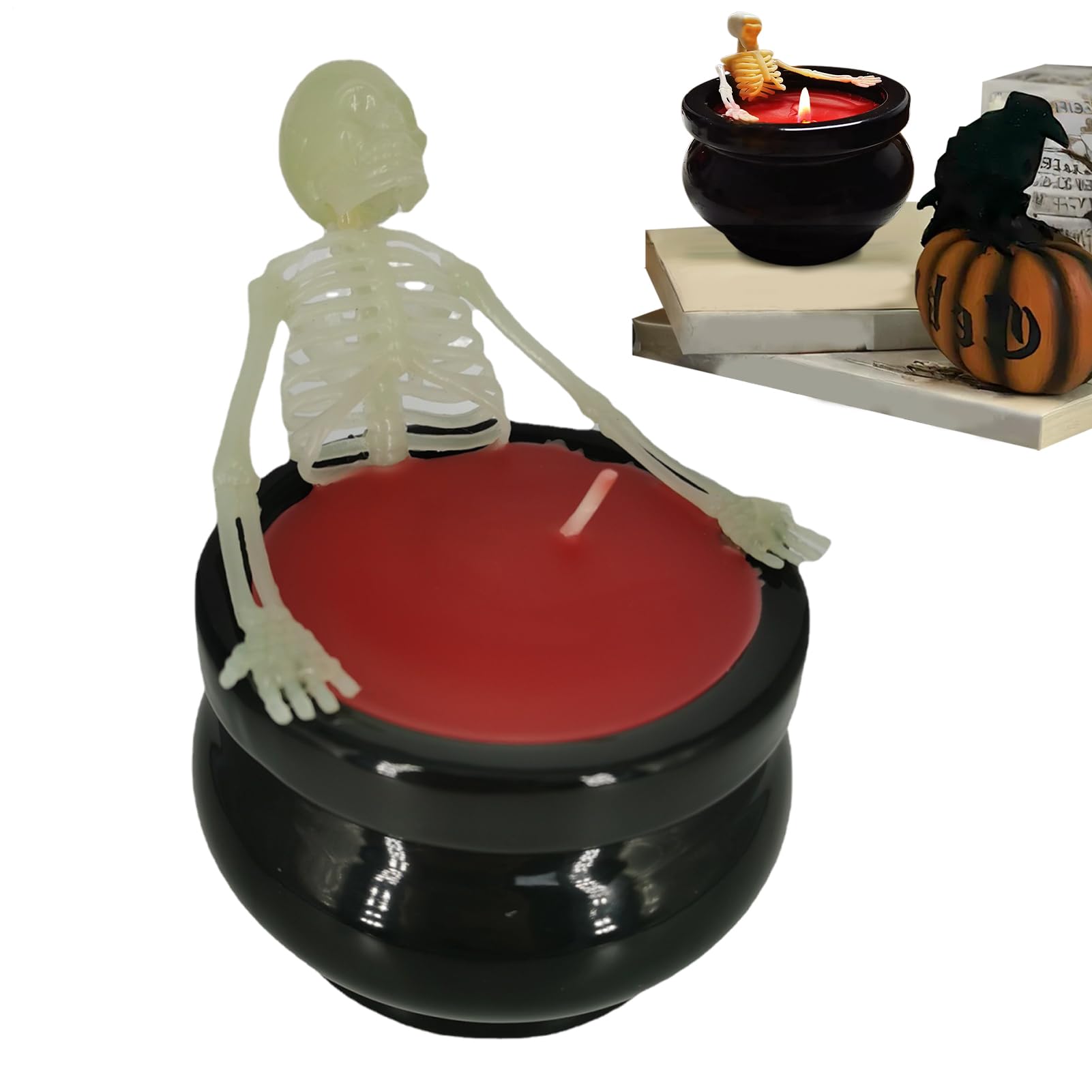 Upiorne Świece Straszne Świecące Długotrwałe Dekoracje | Halloween Dekoracje Świece Szkielet Straszne Dekoracje Do Wnętrz na Stół, Kominek, Półkę, Biurko, W Wiejskim, Dla Kobiet i