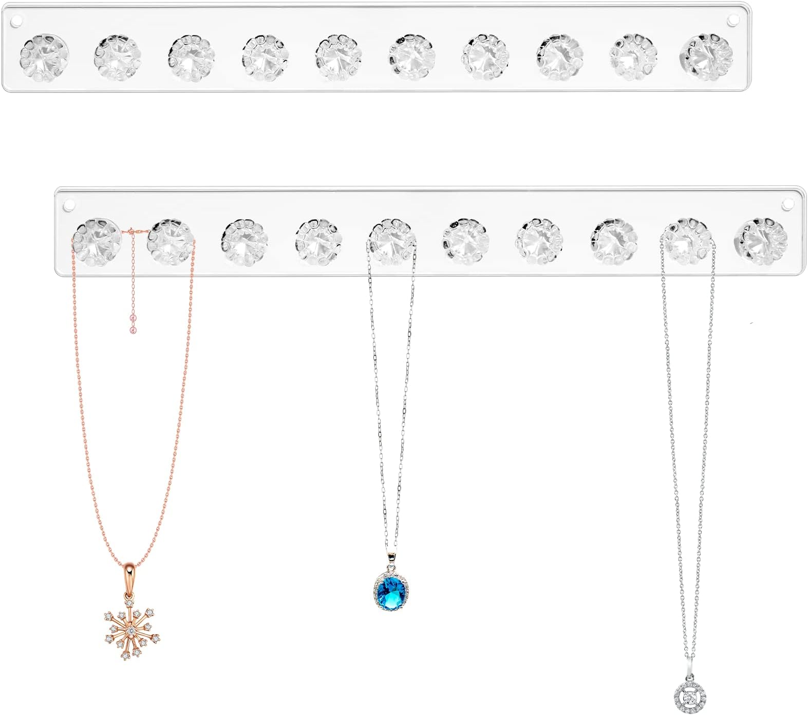 MaxGear Acrylic Necklace Holder 2 Pack, Wall Mounted