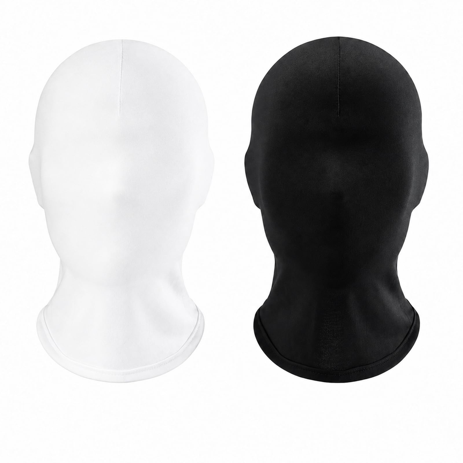 QKEINV 2pcs Black Full Face Mask, Halloween Full Black Mask, Spandex Hood for Unisex Cosplay, Faceless Skin Masks Halloween Dress Up for Cosplay Halloween Party Costume Unisex Men Women (Black，White)