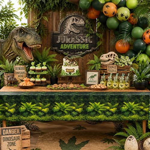 Image of Blue Orchards Forest Path Table Covers (Pack of 3) 108 inch x 54 inch - Immersive Jungle Party Table Decoration, Accent and Backdrop, Gift Wrap, Safari, Dinosaur, Forest, Grass, Woodland Baby Shower
