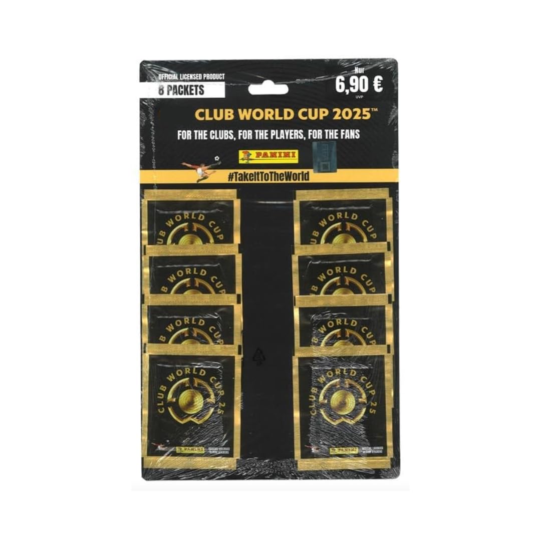 Panini FIFA Club World Cup 2025 – zestaw naklejek, opakowanie zbiorcze 8 torebek (po 5 naklejek) – oficjalna kolekcja z okazji Mistrzostw Świata w Klubie 2025 + ochrona wysyłki Heartforcards®