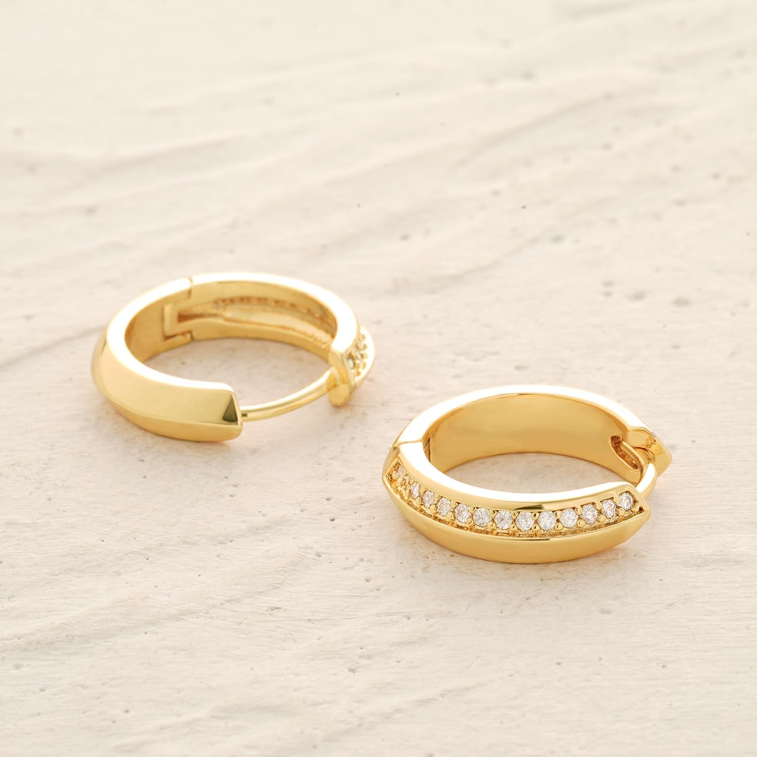 MYEARS Women Gold Earrings Huggie Hoop Cubic Zirconia 14K Gold Plated Small Simple Hypoallergenic Everyday Jewelry - Image 5