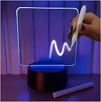Luminária Lousa Mágica LED 7 Cores 3D Efeito de Luzes Vibrantes Para Decoração Coloridas Para Escrever 14x18cm - Base Preto