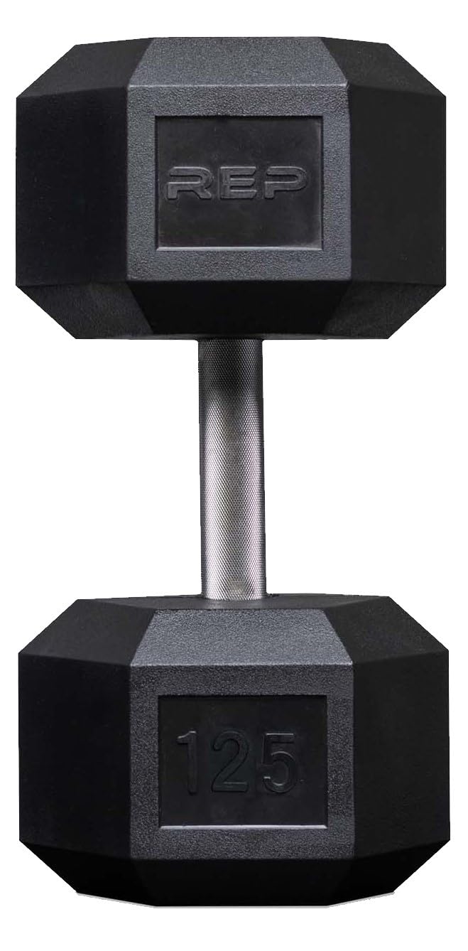 Rep Fitness Rubber Hex Dumbbell 125lb
