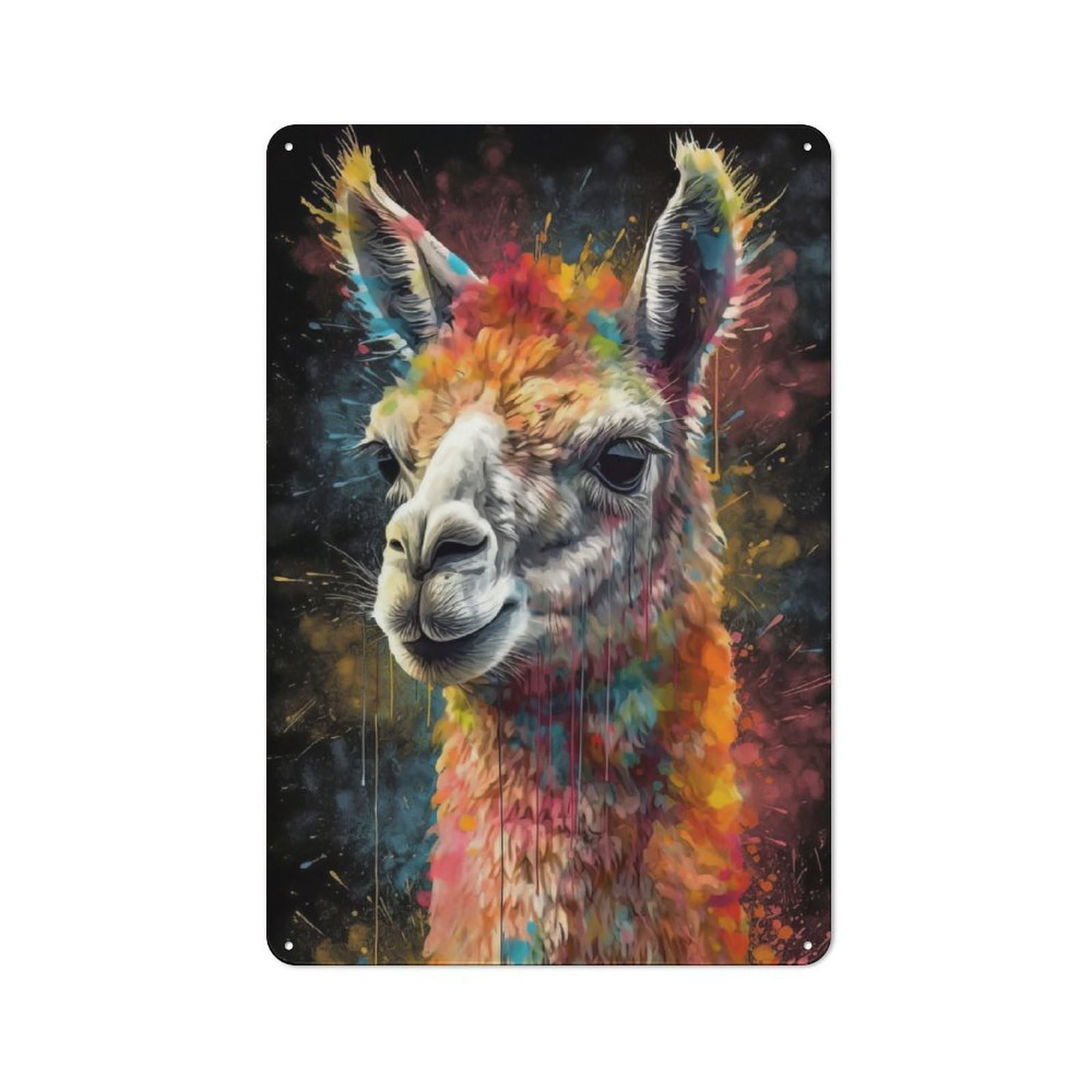 Junmoney Lama Painting Vintage Metal Plaque 30X20cm For Man Cave Or Games Room, For An Autumn Update To Man Cave And Games Room