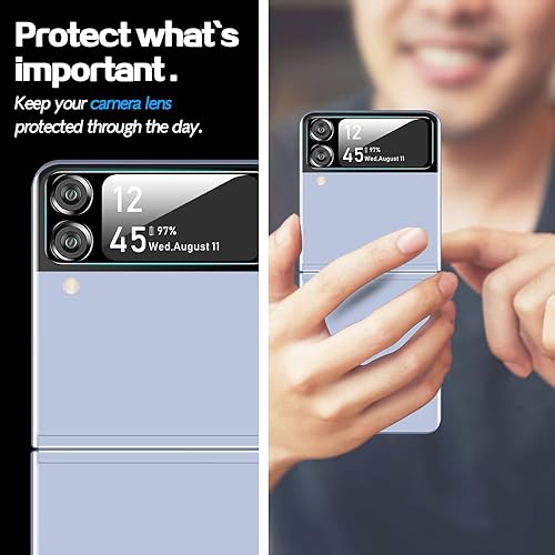 Miniatura 2 de YWXTW [Paquete de 2+2] para Samsung Galaxy Z Flip 4 5G EPU protector de pantalla + protector de lente de cámara de vidrio templado, ultrafino