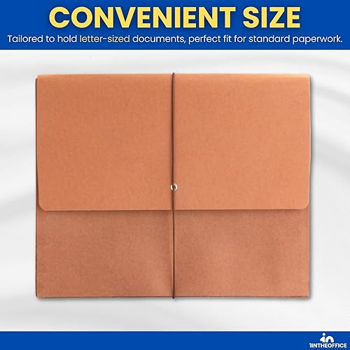 Miniatura 5 de 1InTheOffice Carpeta de archivos expandible con solapa y cierre de cordón, expansión de 5-1/4 pulgadas, tamaño carta, cartera roja, paquete de 3