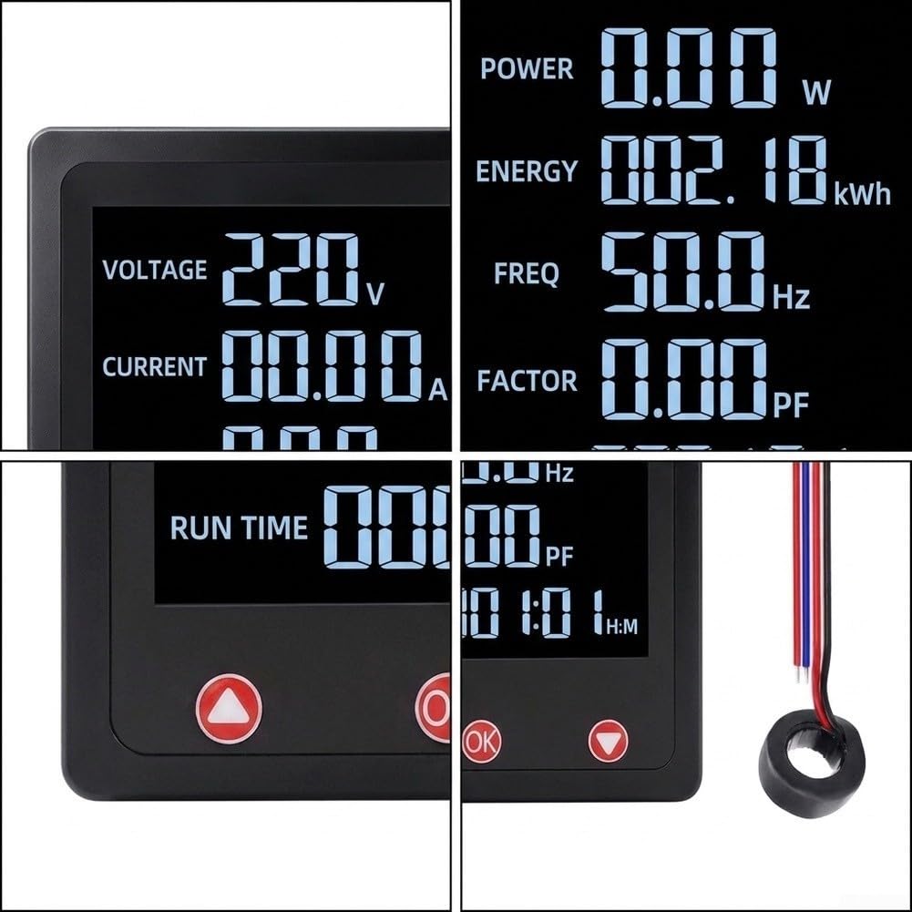 Medidor de Consumo Eléctrico 100A LCD con Alarma(C)