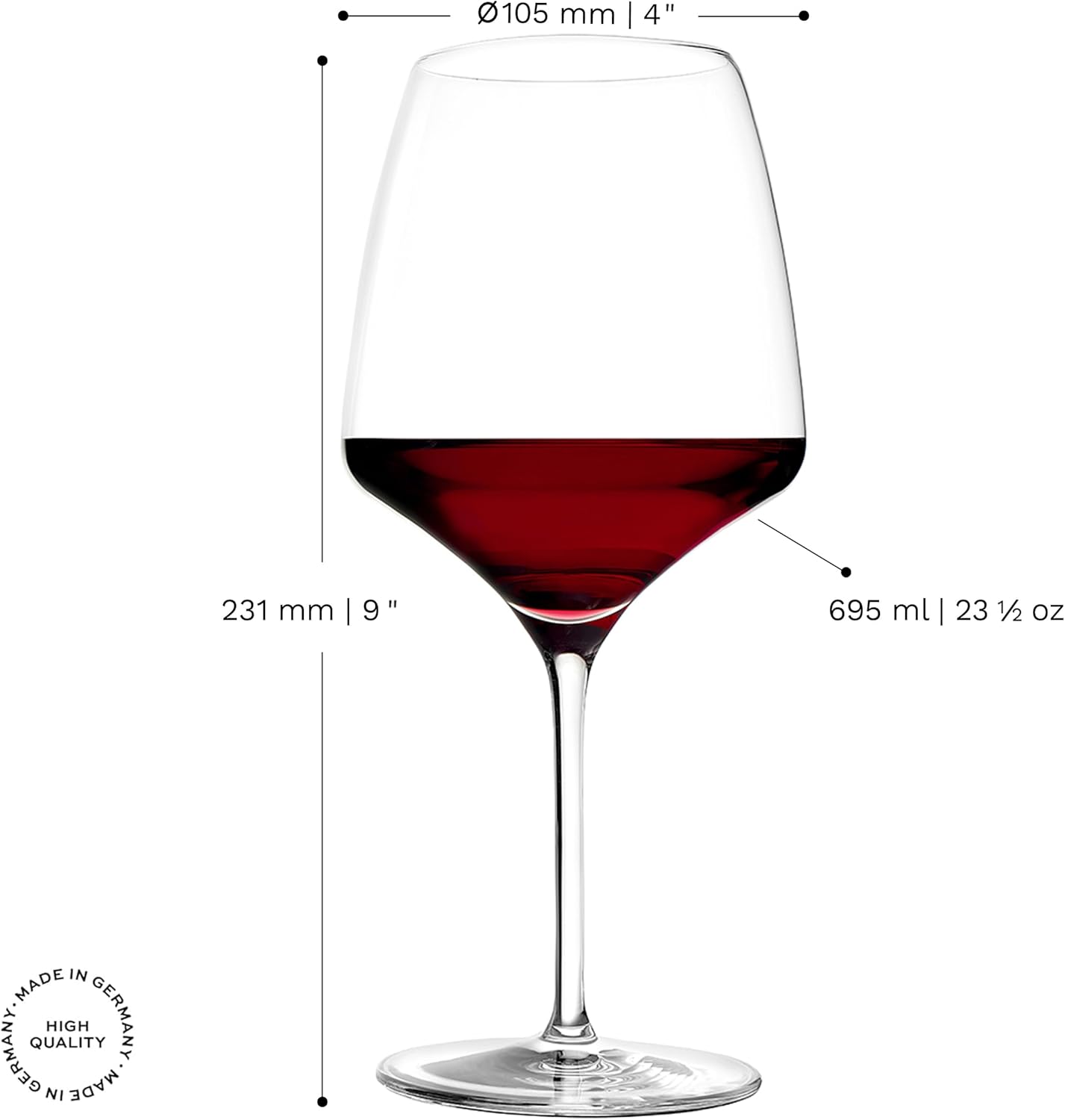 Stölzle Lausitz Burgundy Glasses Experience Set of 6, 23.5 oz – Thin Crystal Red Wine Glasses Ideal for Burgundy – Elegant Burgundy Goblets for Maximum Aroma – Dishwasher- & Shock-Resistant