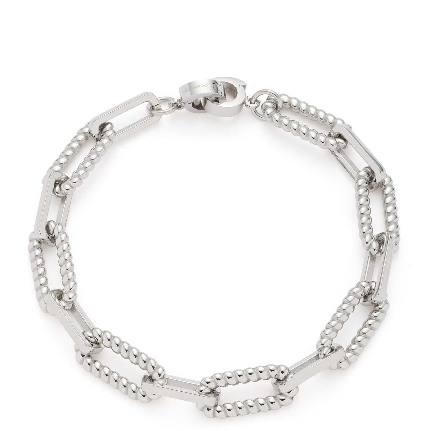 Leonardo Jewels Moni, armband van roestvrij staal met clip en mix, zilveren ketting 43 cm, halsketting anker, sieraden, dames, 1 stuk, 023068, Eine Grösse, roestvrij staal, niet, Roestvrij staal, Geen