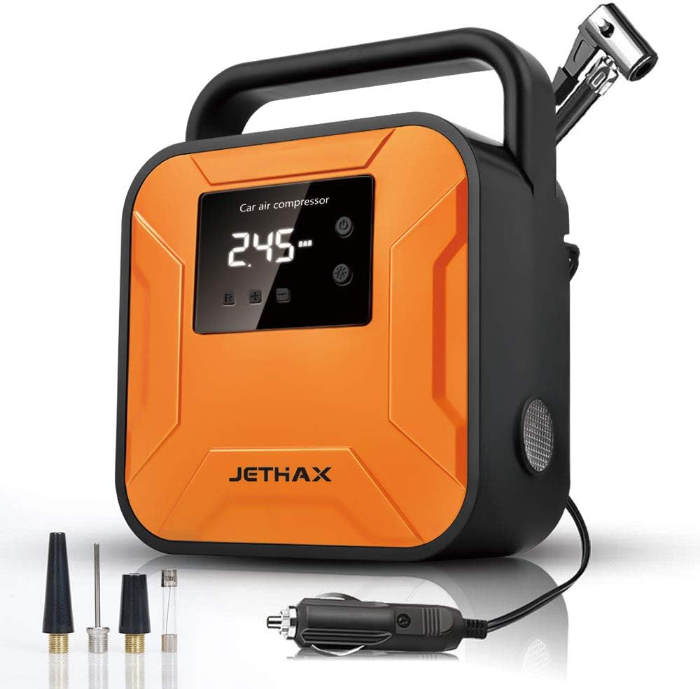 Air Compressor Tire Inflator, 12V Portable Air Pump for Car Tires, Tire Pump with LED Light, Long Cable and Auto Shut Off Compatible with Car, Bicycle, Motorcycle, Balls, Inflatable Pool