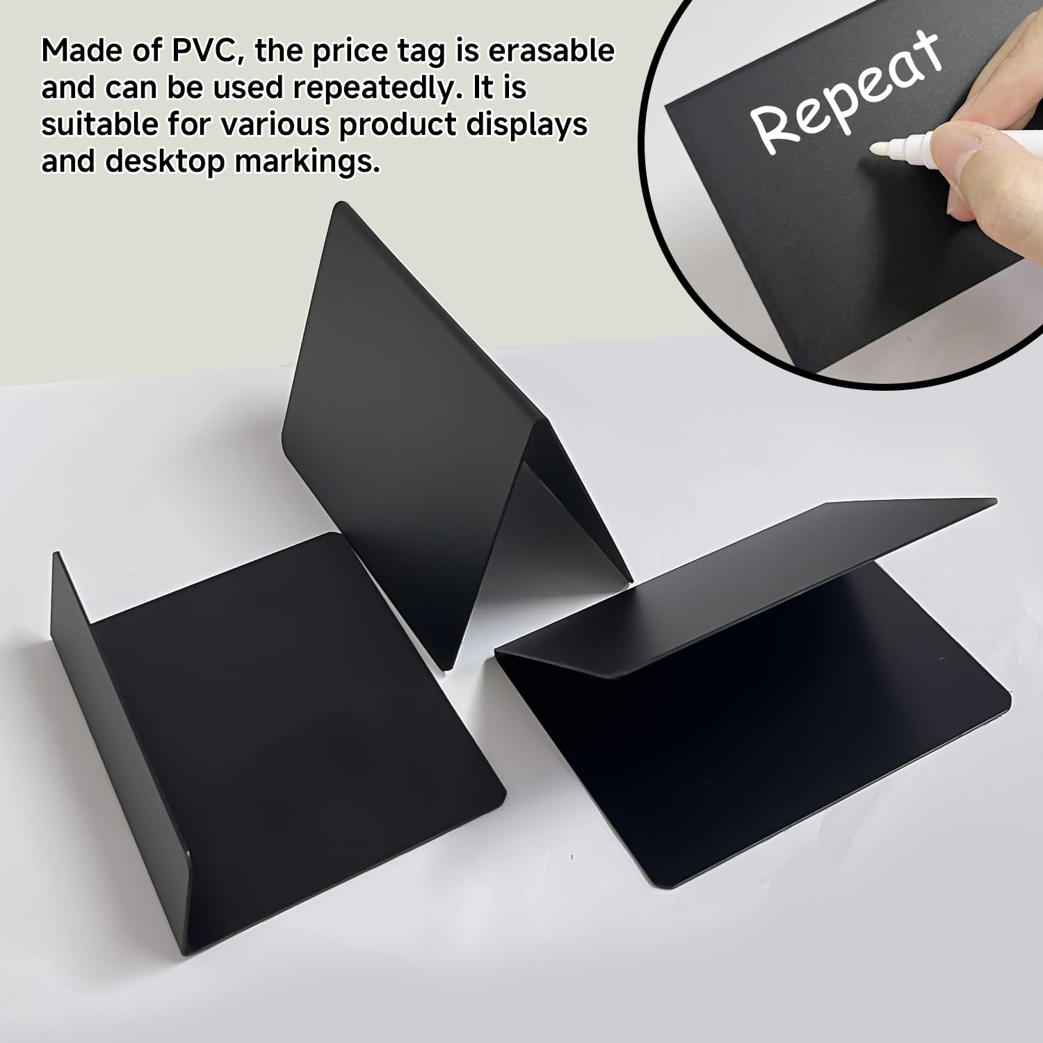 10 Pieces of Price Tags, 2 Pens, 1 Rag, Erasable Price Tags, V-Shaped, L-Shaped Price Tags, Mini Message Board - Image 3