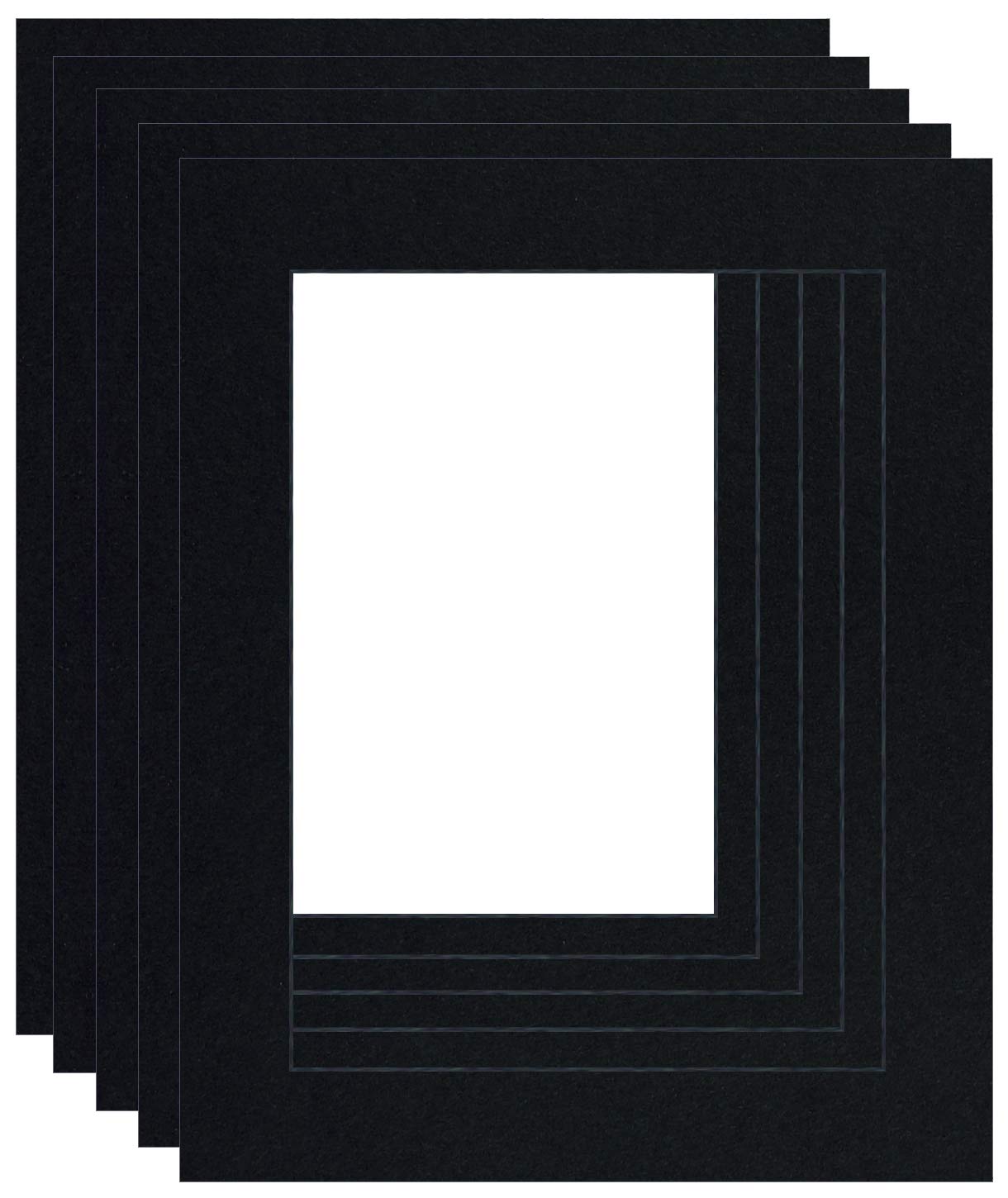 Cape Picture Framing Mounts, Pack of 5, 14 x 11 to fit A4 or 11 x 8, Black (black-core)