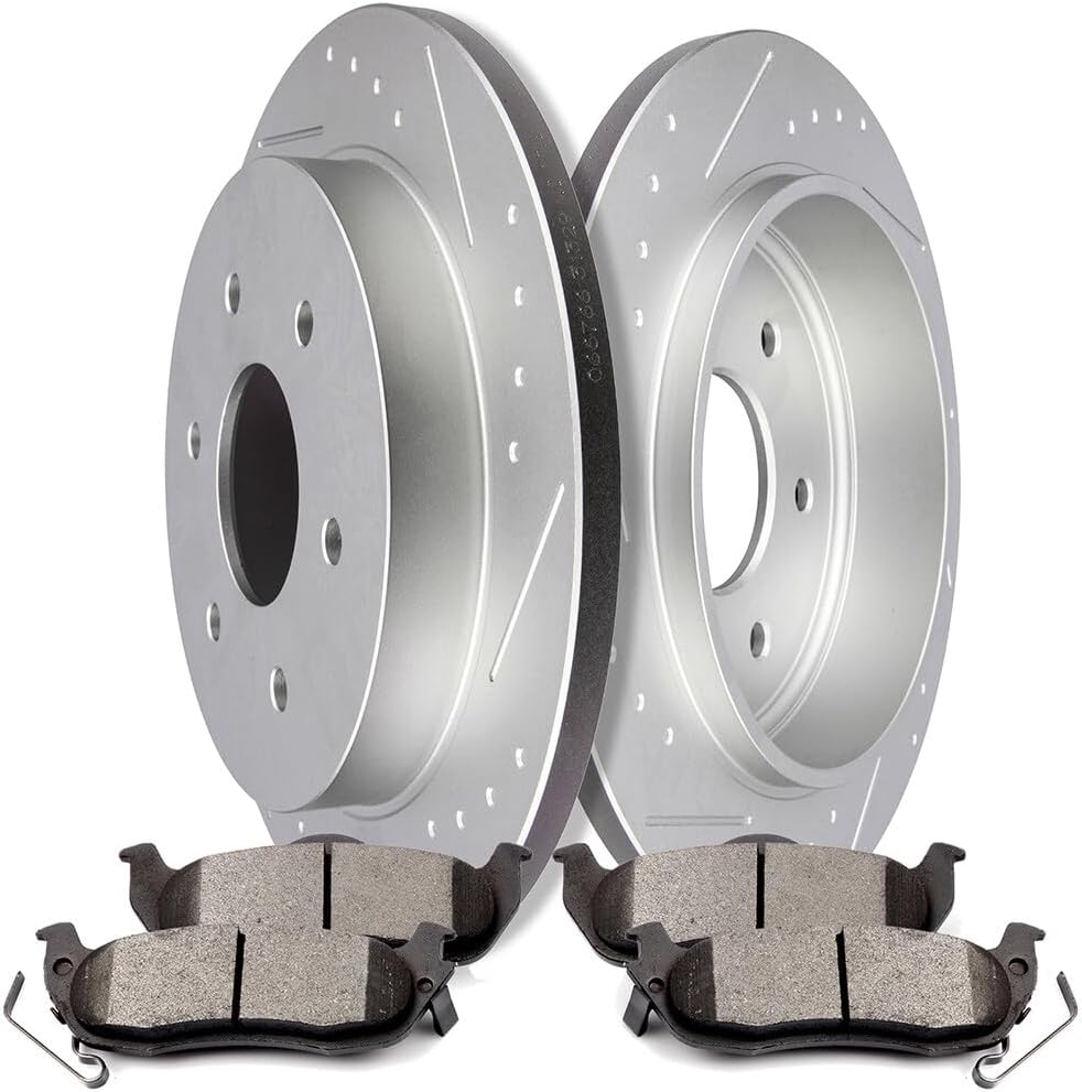 ECCPP D1041-7945 31329 Rear 2pcs Brake Rotors + 4pcs Pads Fit For Nissan Armada 2005-2015 2017,For Nissan Pathfinder Armada 2004 Brake Kit