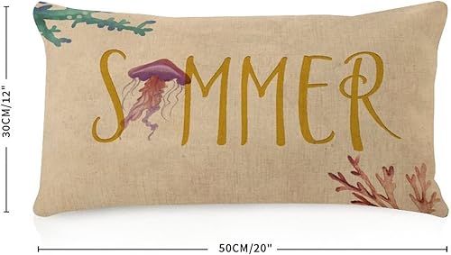 Miniatura 5 de Nautical Beach Ocean Theme Starfish Body Pillow Cover 12x20 Linen Aztec Toss Long Lumbar Throw Pillow Covers Turtle Sea Life Seaturtle Seahorse