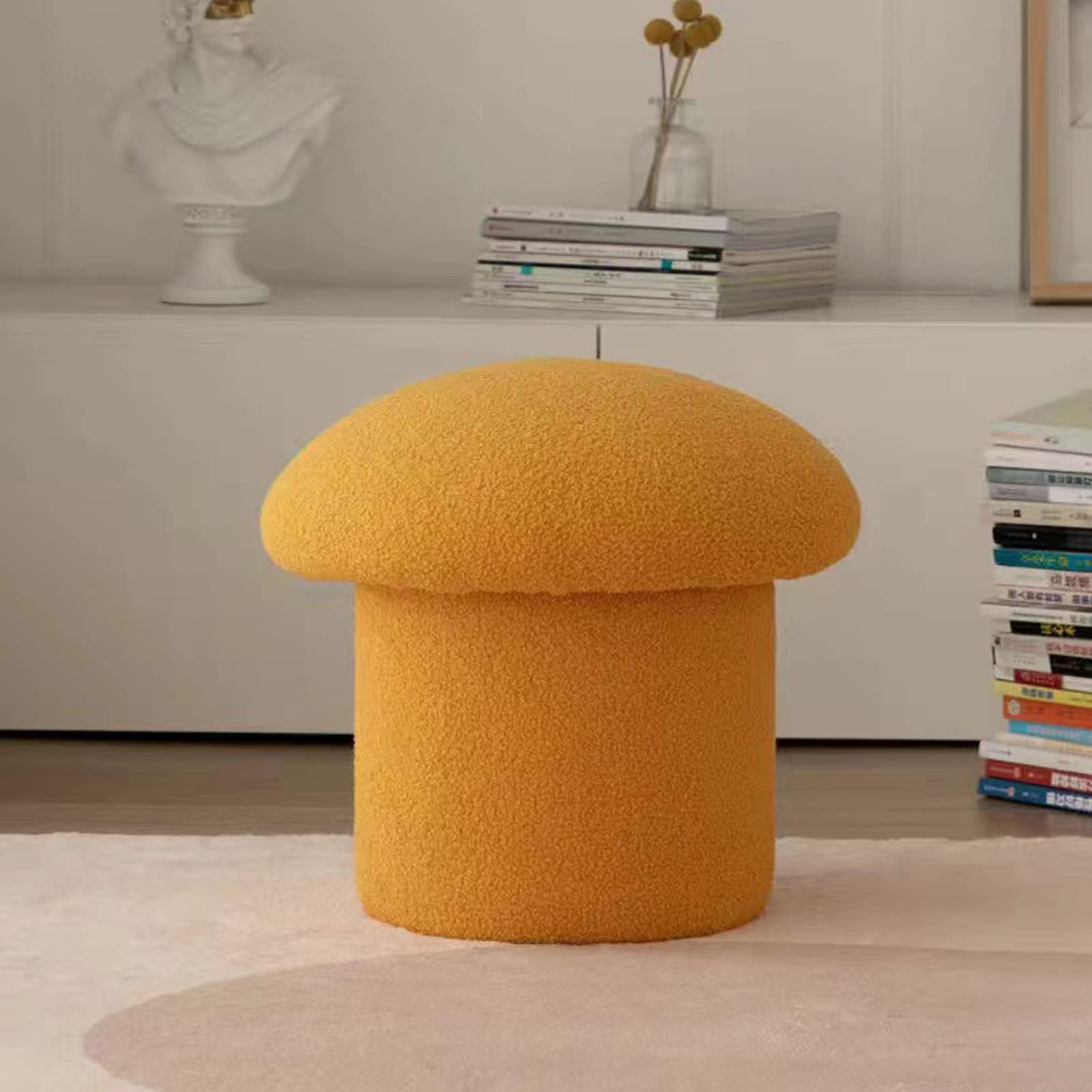 Pouf Contenitore Relaxdays - Sgabello Pieghevole Imbottito In Pelle Finta, Bianco - 39x37x37 Cm - Foto 6