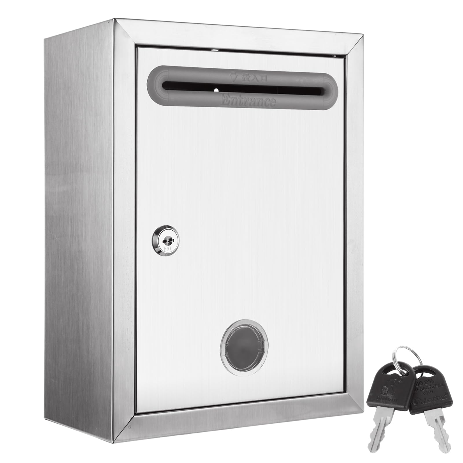 STARVAST Suggestion Box with Lock and Slot, Stainless Steel Donation Box, Donation Boxes for Fundraising, Mailboxes for Outside Home Office, 11 x 8.2 x 4.3 Inch