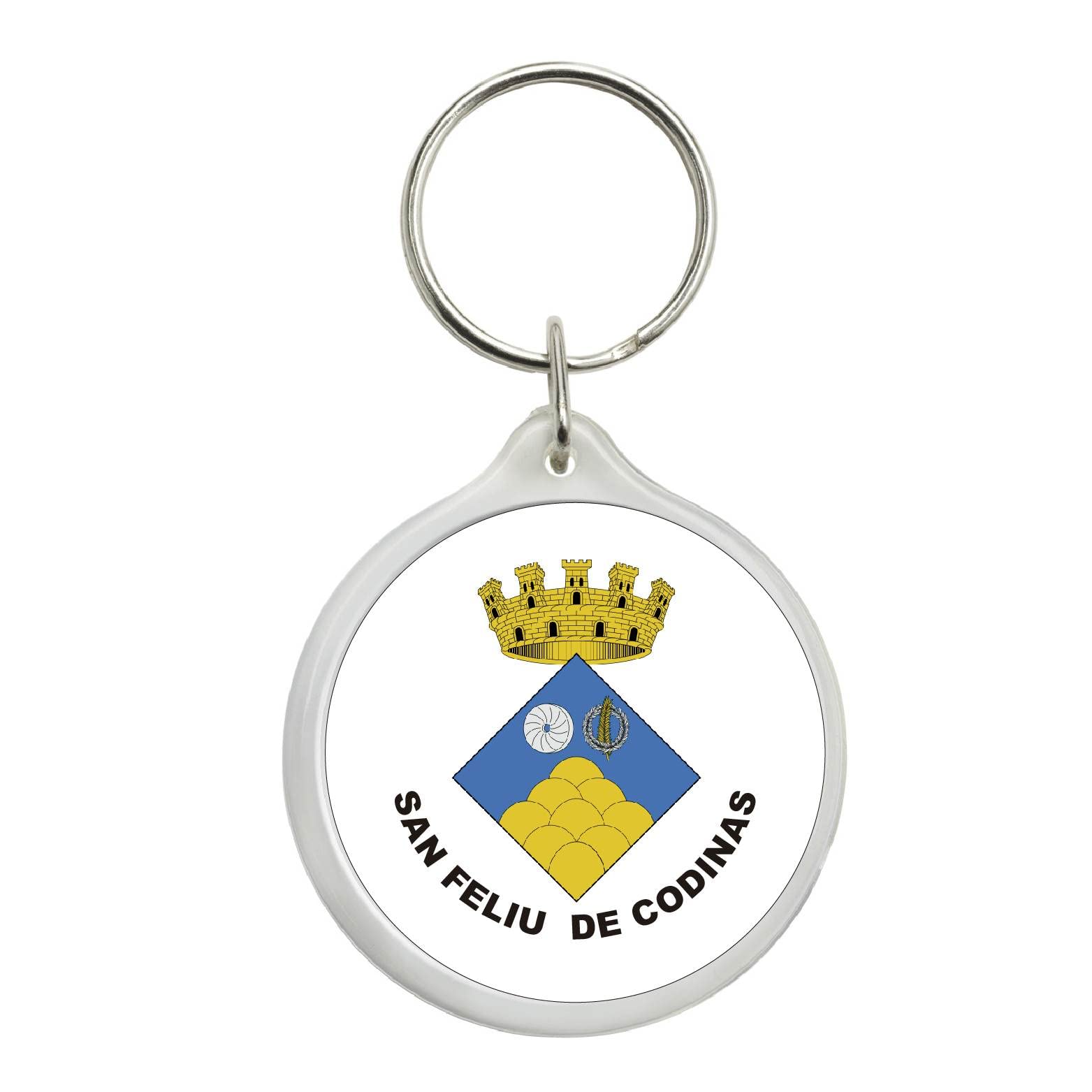 ROUND KEYCHAIN. HERALDIC SHIELD SAN FELIU DE CODINAS BARCELONA