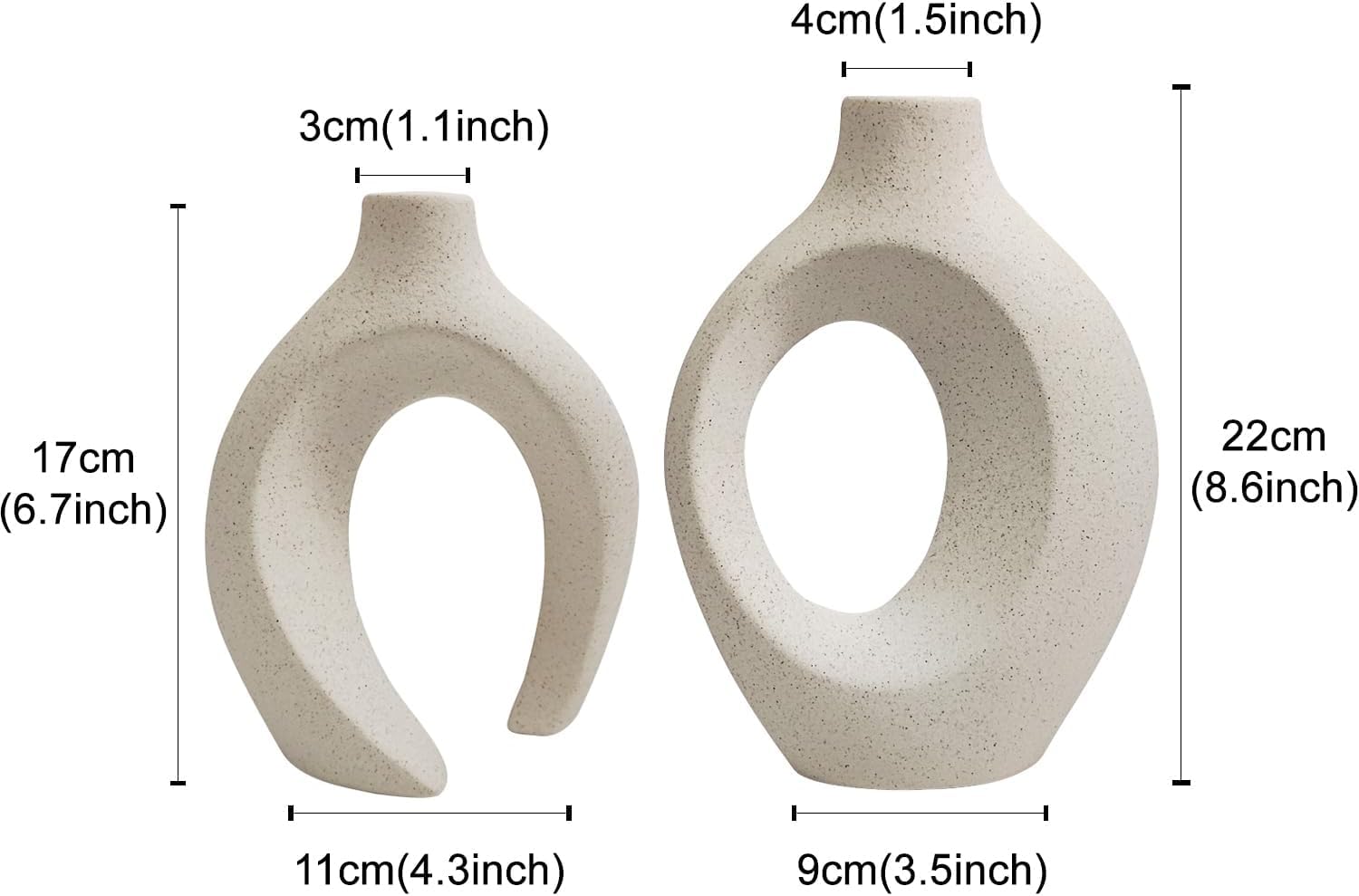 Lot De 2 Vases En Céramique Orange Creux, Vase Moderne Rond Unique Pour