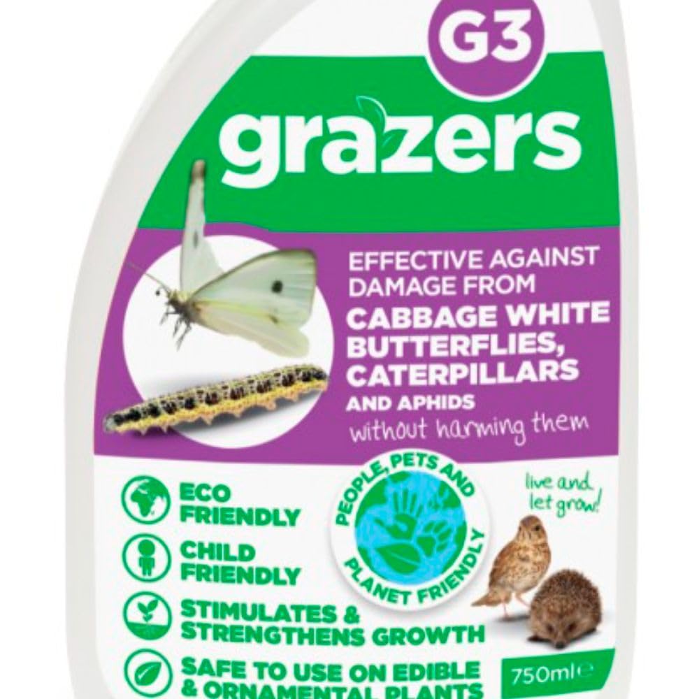 Grazers G3 Caterpillar Deterrent Ready To Use - Safe Pest Control for Crops and Gardens - Calcium-Based Formula - 2x 750ml By Thompson & Morgan