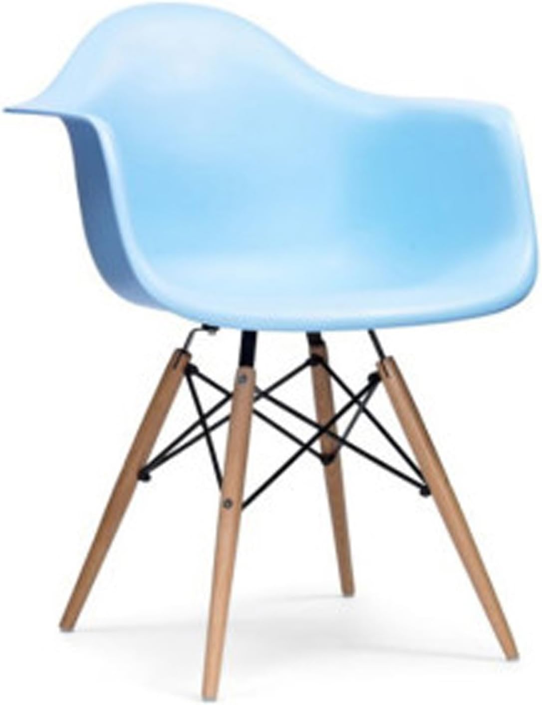 Dining Chairs Eiffel Inspired Contemporary Plastic Seat Solid Wooden Legs, Polypropylene, Blue, 64x61x81 cm
