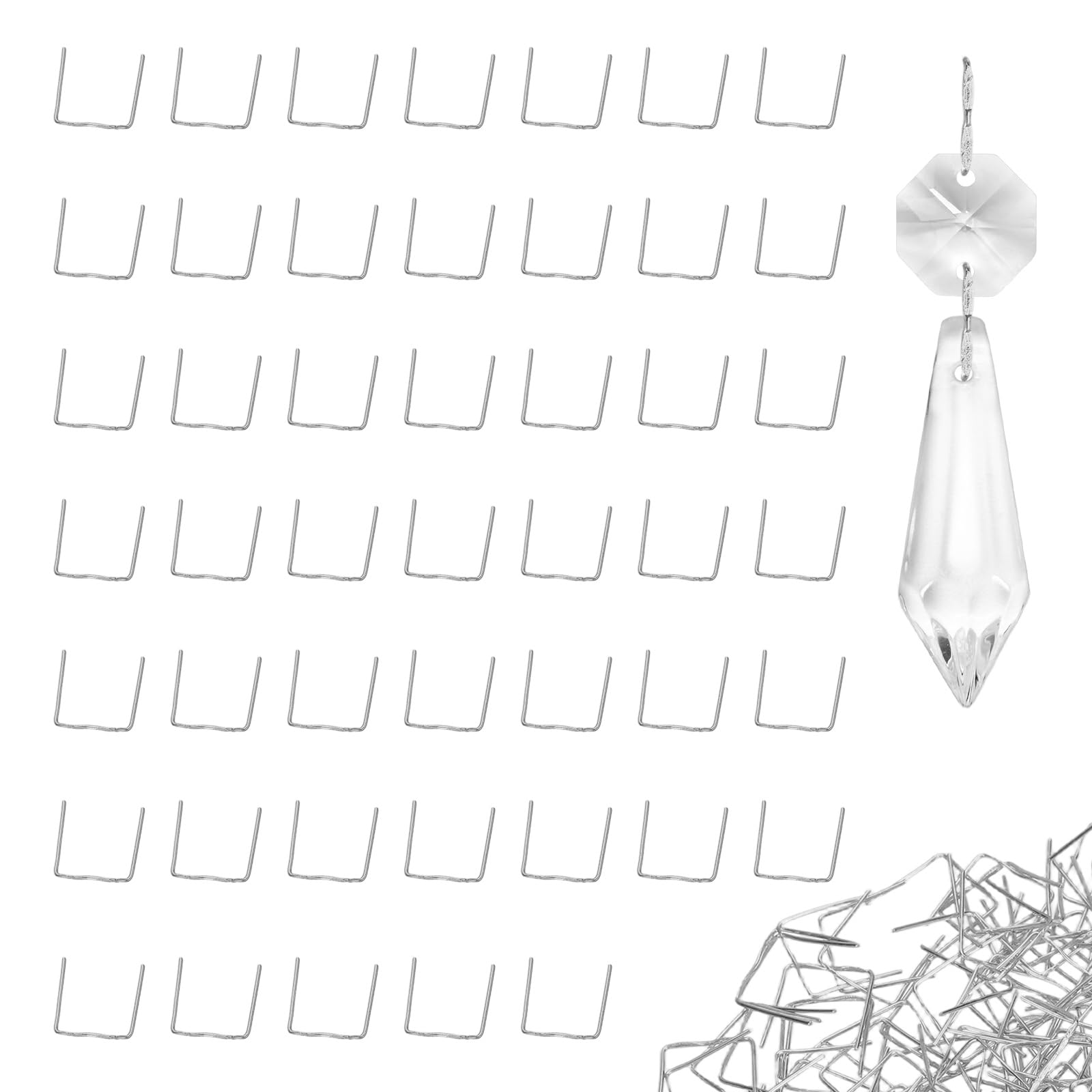 M METERXITY 280 Pack Double Cross Chandelier Crystal Hooks, 0.55 x 0.55 Inch Connector Clips Pins for Fasten Connecting Crystal, Suncatcher, Chandelier, Ceiling Light Parts [Copper, Chrome]