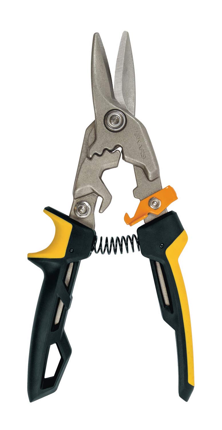 Fiskars 1027207 Cesoie per lamiere PowerGear, Nero/Arancione, 25.2 cm