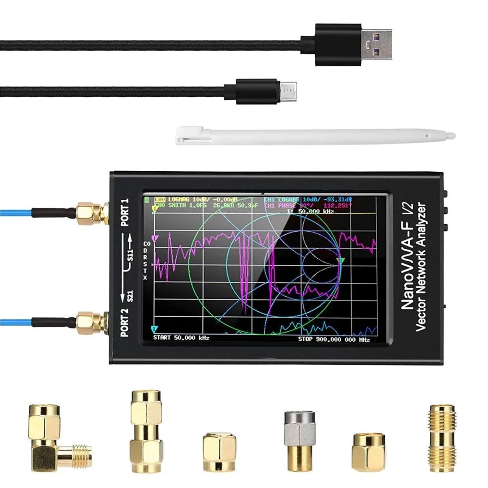 Analizador de red, Analizador De Red Vectorial 3 GHz Pantalla Táctil 4,3"