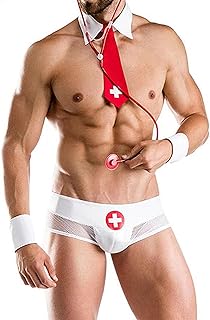 Ropa interior sexy para hombre, traje de cosplay, pantalones cortos ajustados, ropa interior para hombre, ropa interior sexy para hombre, ropa interior de color blanco, incluye propiedad de escenario