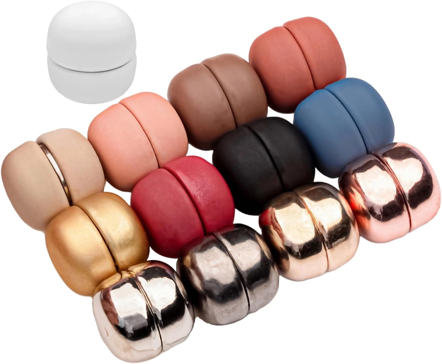 Magnetic Hijab Pins 13 Pcs, Round Design Multicolor Set with Rose Gold, Gold, Silver, Gunmetal, for Scarf and Hijab Styling, Smooth Finish, Easy Matching for Everyday Wear