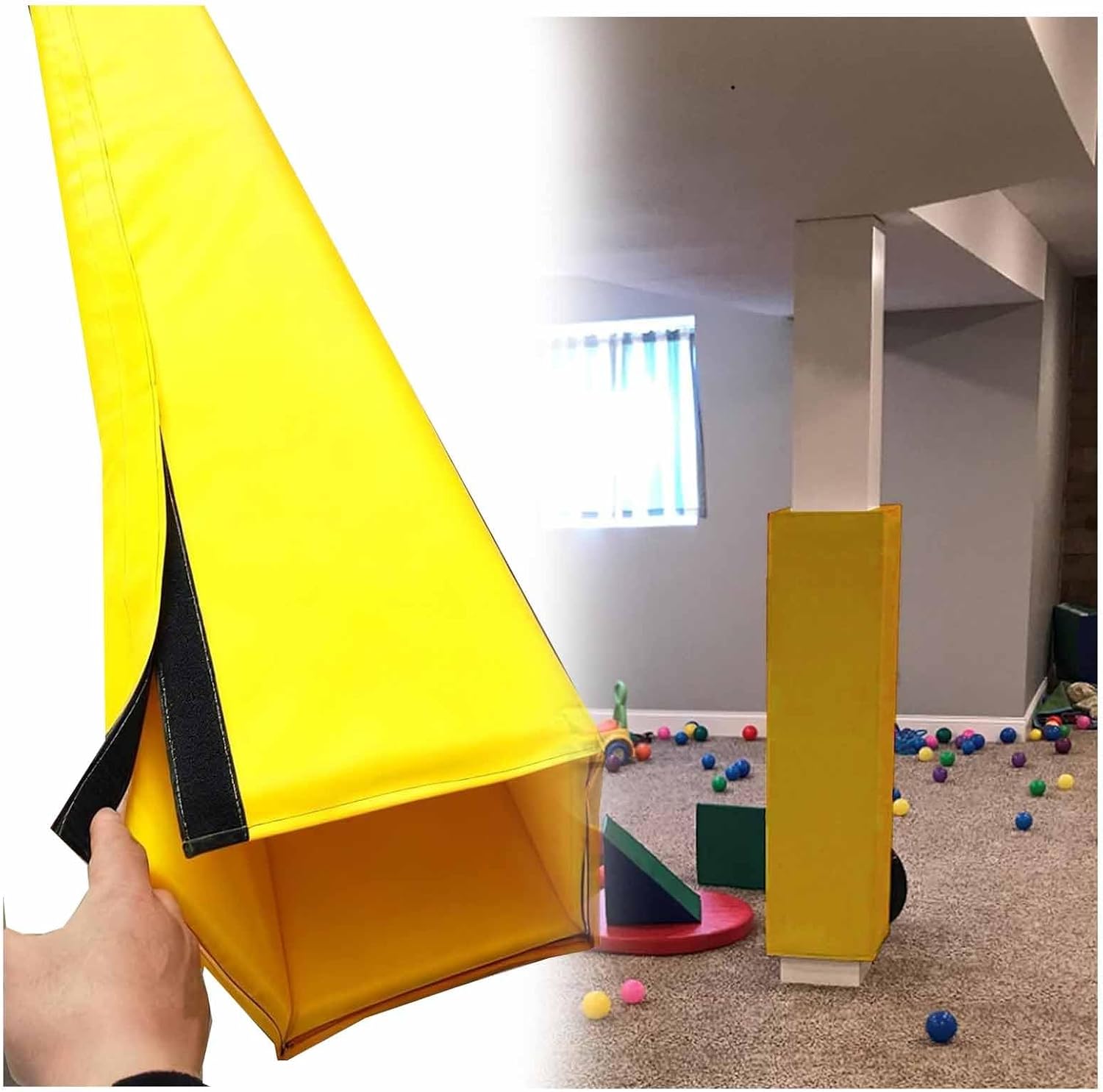 5ft Basement Pole Padding Wrap Column Cover, Safety Pole Pads for Player Protection, Fits Basketball, Basement, Playground, Garage Pole Etc（Orange,3"x3"(8x8cm)） image 2