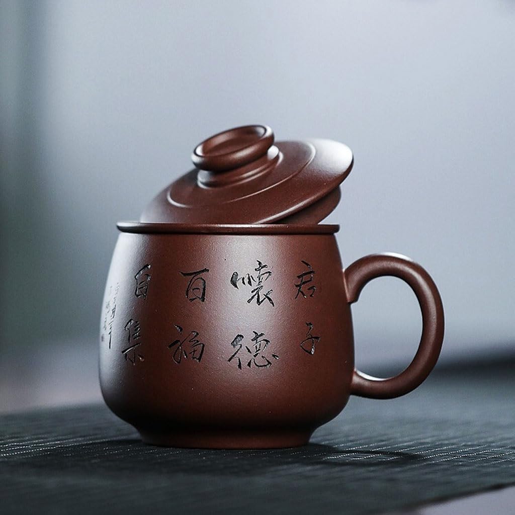 Tasse à thé Tasse à thé avec Couvercle filtrant intérieur, Tasse de Sable Violet, Tasse à thé de l'après-midi Faite à la Main, Tasse de Bureau 400 ML Tasses à thé réutilisables
