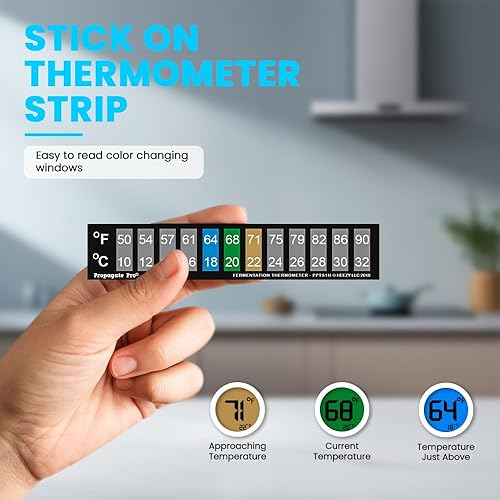 Miniatura 2 de Tira de termómetro horizontal adhesiva, pantalla digital de temperatura para fermentación, elaboración de cerveza, vino, cerveza, kombucha o