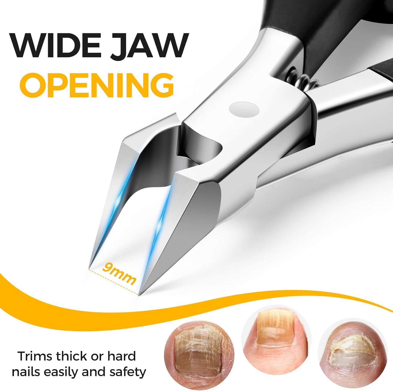 Ingrown Toenail Clippers for Seniors Thick Toenails, Straight Nail Clipper for Men,Angled Head Large Toe Nail Clippers Set for Men