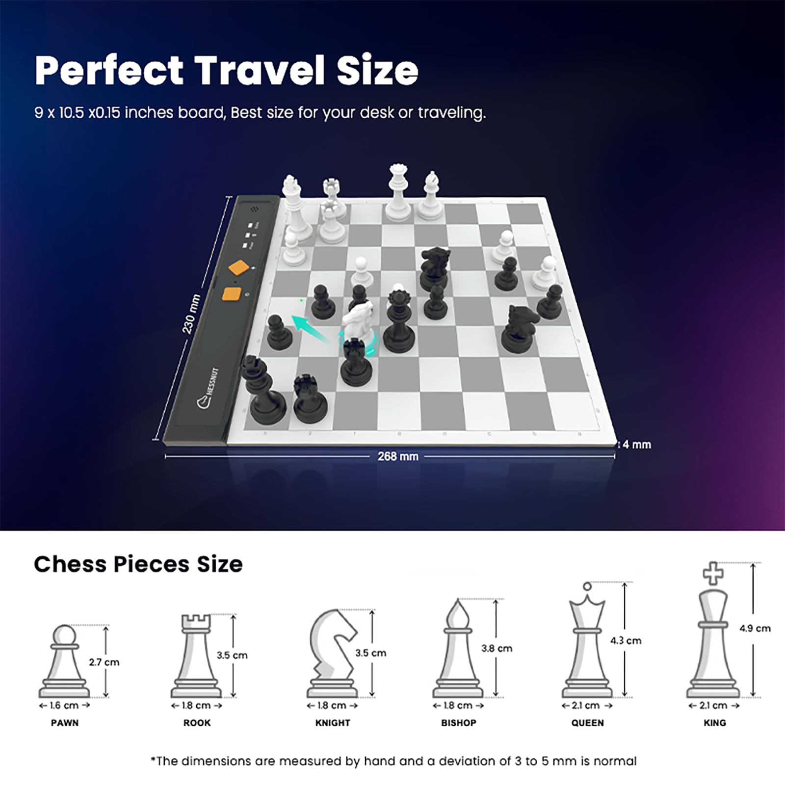 Chessnut Go Ultimate Tragbares elektronisches Schachbrett mit vollständiger Figurenkennung und starker magnetischer Haftung - Perfekte Größe für den Schreibtisch oder auf Reisen(Orange)