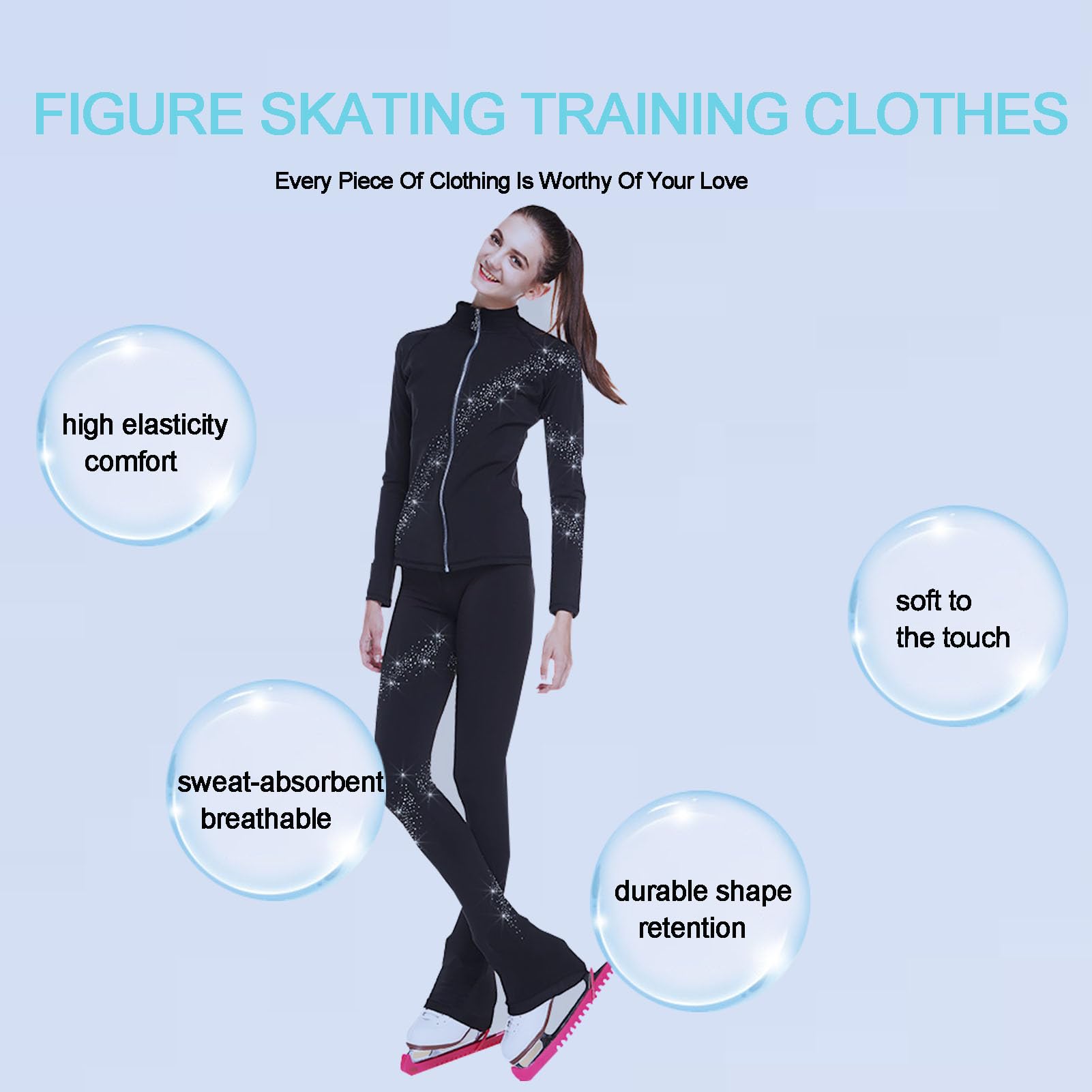 Conjuntos Patinaje ArtíStico, Chaquetas Y Pantalones Entrenamiento Patinaje sobre Hielo para NiñAs con Forro Polar, Ropa Deportiva CompeticióN Entrenamiento