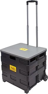 dbest Products Quik Cart Collapsible Rolling Crate on Wheels for Teachers Tote Basket 80 lbs Capacity, Made from Heavy Dut...