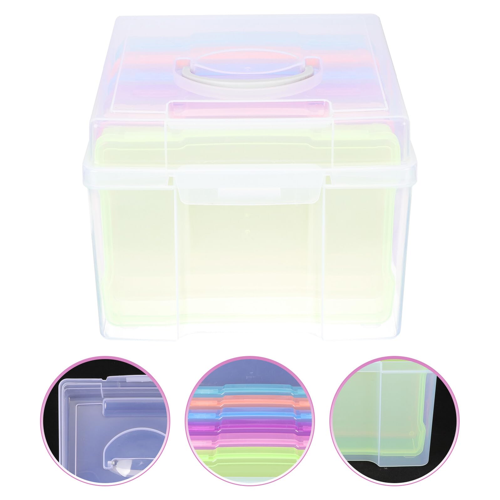 Fotobox für Aufbewahrung von Fotos Postkarten und Kleinteilen Tragbarer Fotoorganizer mit Glatter Oberfläche und Abgerundeten Kanten
