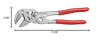 KNIPEX - Pliers Wrench, Chrome (86 03 180), Red - Slip Joint