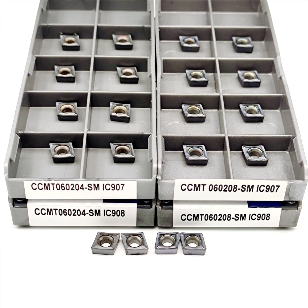 CCMT060204 CCMT060208 SM IC907 IC908 CNC máquina herramienta fresado inserto herramientas de torno CCMT herramientas de torneado de hoja de carburo 10 Uds(CCMT060208 SM IC907)