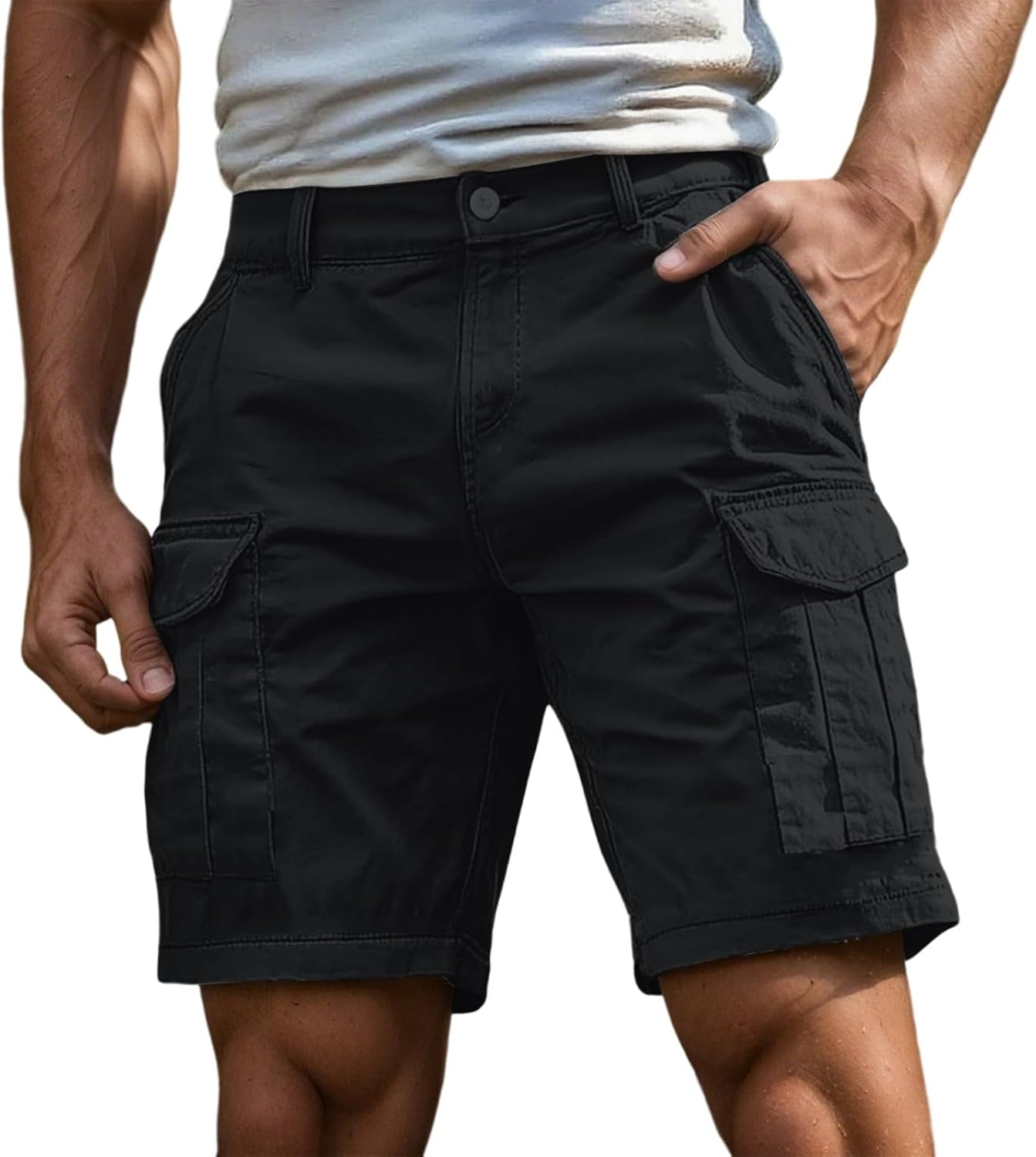 Generisch Men's Casual Shorts with Pockets Loose Work Trousers for Everyday Work Comfortable Summer Wear Versatile for Spring Warm Days Durable Daily Use