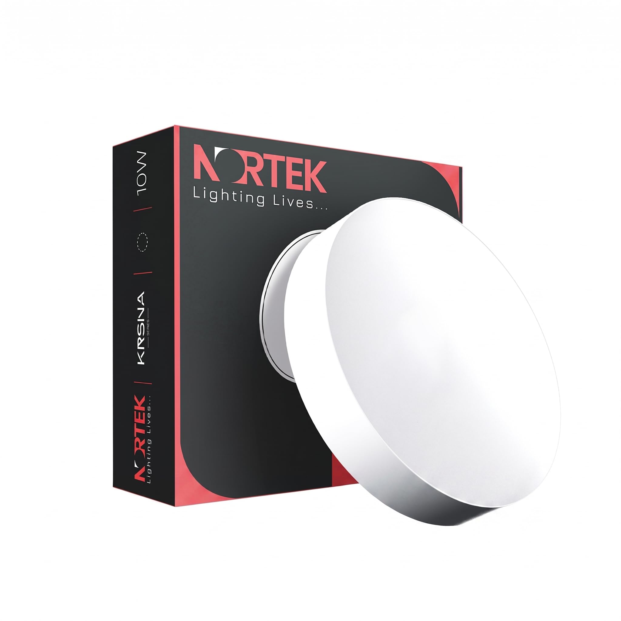 Nortek KRSNA 10W LED Surface Panel Light | Bright Panel Lights for Ceiling, Bedroom, Hall, Balcony | Cool White | Decorative Round Wall Panel | Fall Ceiling Light for Home & Office | Pack of 4