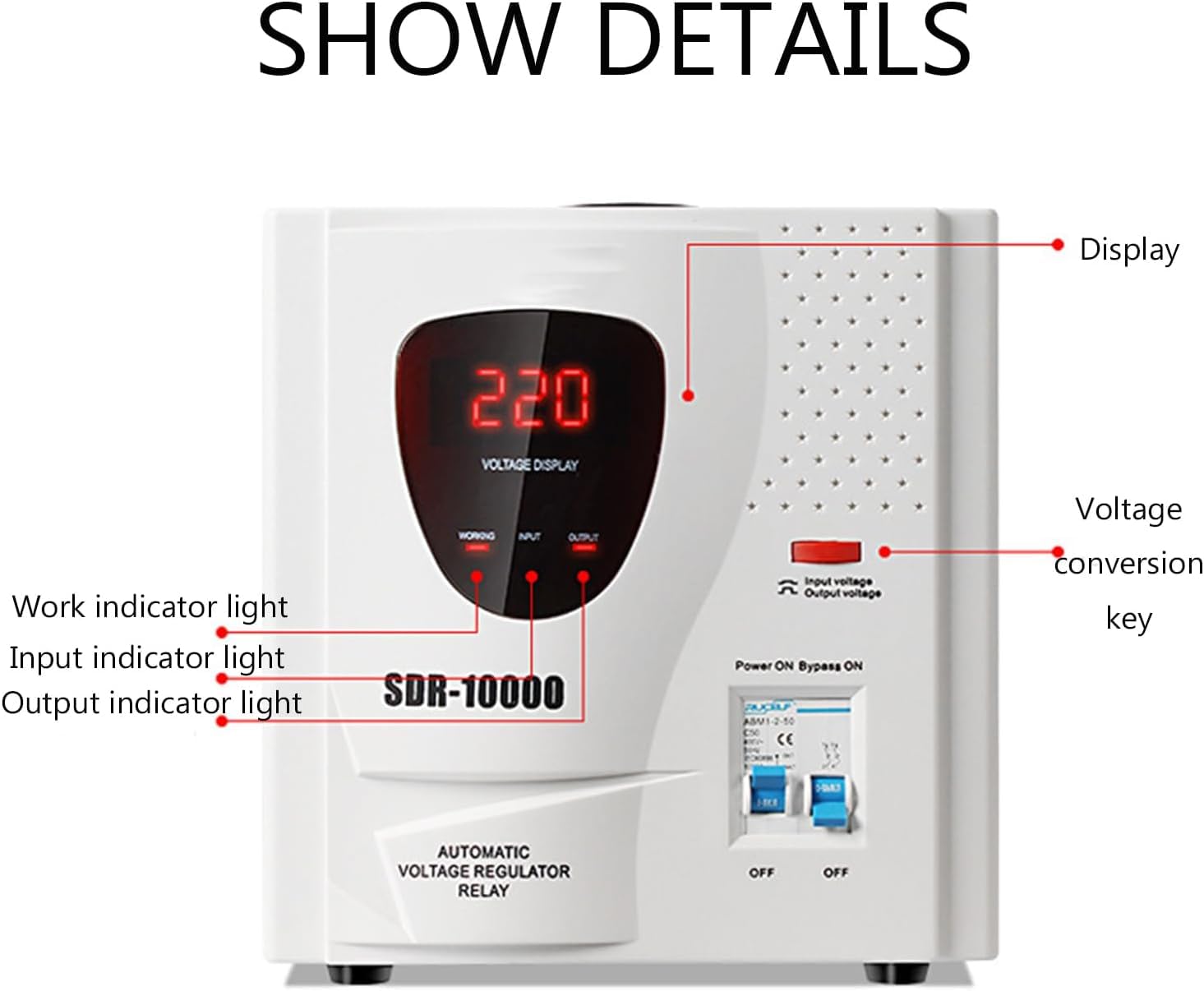 Stabilizzatore di Tensione Automatico Monofase 220V 5KW, Regolatore di Alimentazione per Frigorifero TV Computer Condizionatore con Display LED e Protezione Anti-Sovratensione,5KW