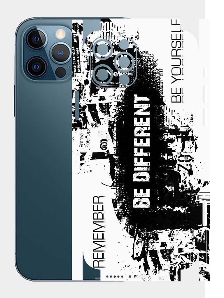 AtOdds - Compatible for iPhone 12 PRO - Mobile Back Skin Sticker Wrap - Lamination - Rear Screen Guard Protector (Coverage - Back+Camera+Sides) (Design - Be Different)-image-24