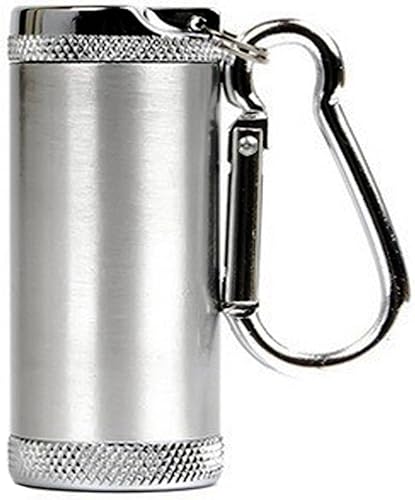 Honoro Cenicero portátil de metal,Cenicero de cigarrillos al aire libre con tapa,Llavero,Cilindro Plata