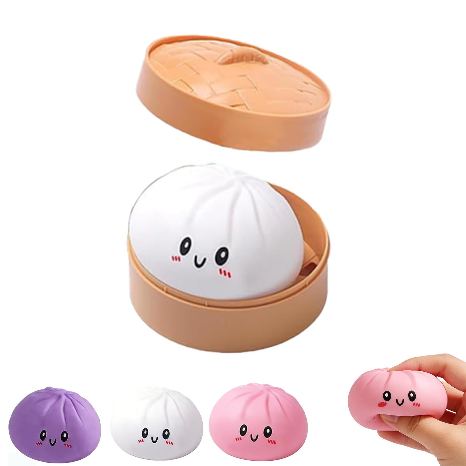 Giant Dumpling, 4/6/10 Inch Jumbo Dumpling Stress Ball, Squeeze Dough Ball Stress Relief (White,4 inch)