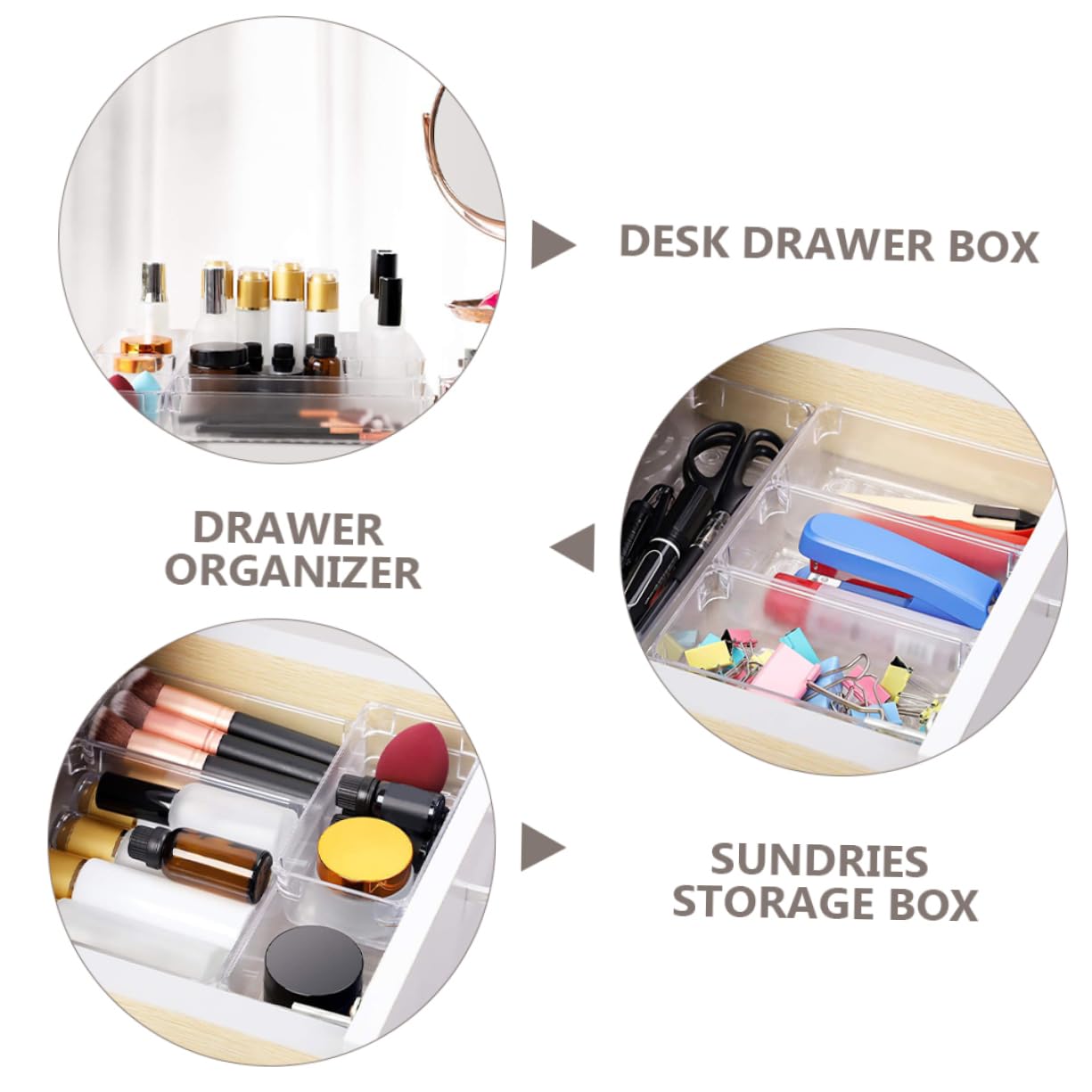 DOITOOL Vassoio Portaoggetti in Plastica per Organizer per Bagno Scatola per Scrivania Contenitore di Stoccaggio Semplice e Resistente