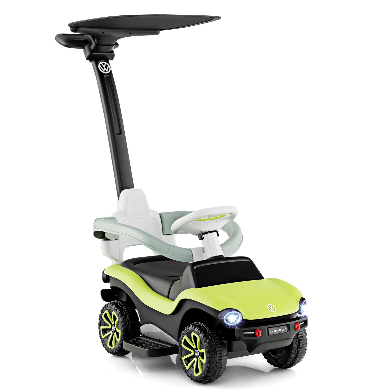 COSTWAY Volkswagen 3 in 1 Macchina Cavalcabile a Spinta per Bambini, Auto a Spinta con Maniglione Regolabile Parasole e Musica, Ideale per Bambini 1-3 Anni