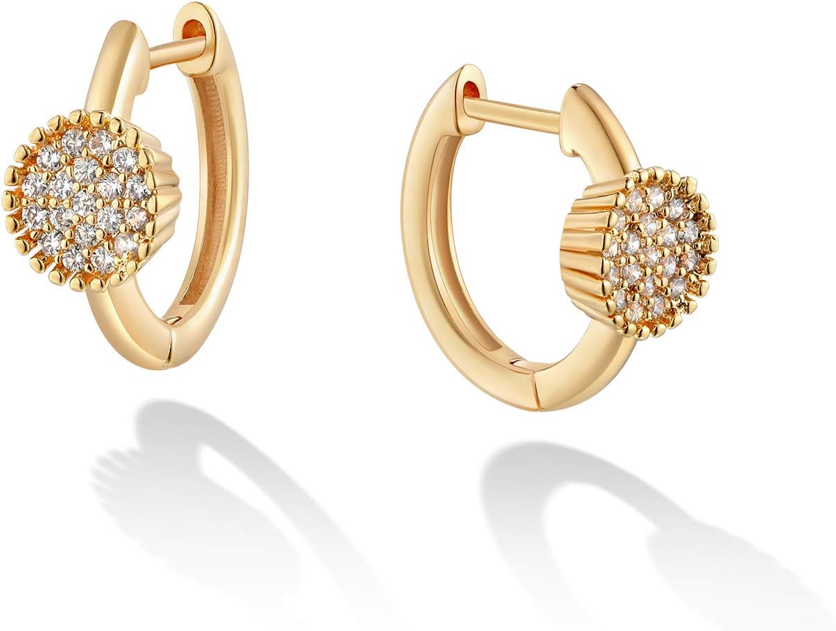 VACRONA Gold Hoop Earrings Huggie Earrings for Women 14k Gold Plated Small Hoops Green Snake Shell Beaded Earrings Hypoallergenic Jewelry Gift