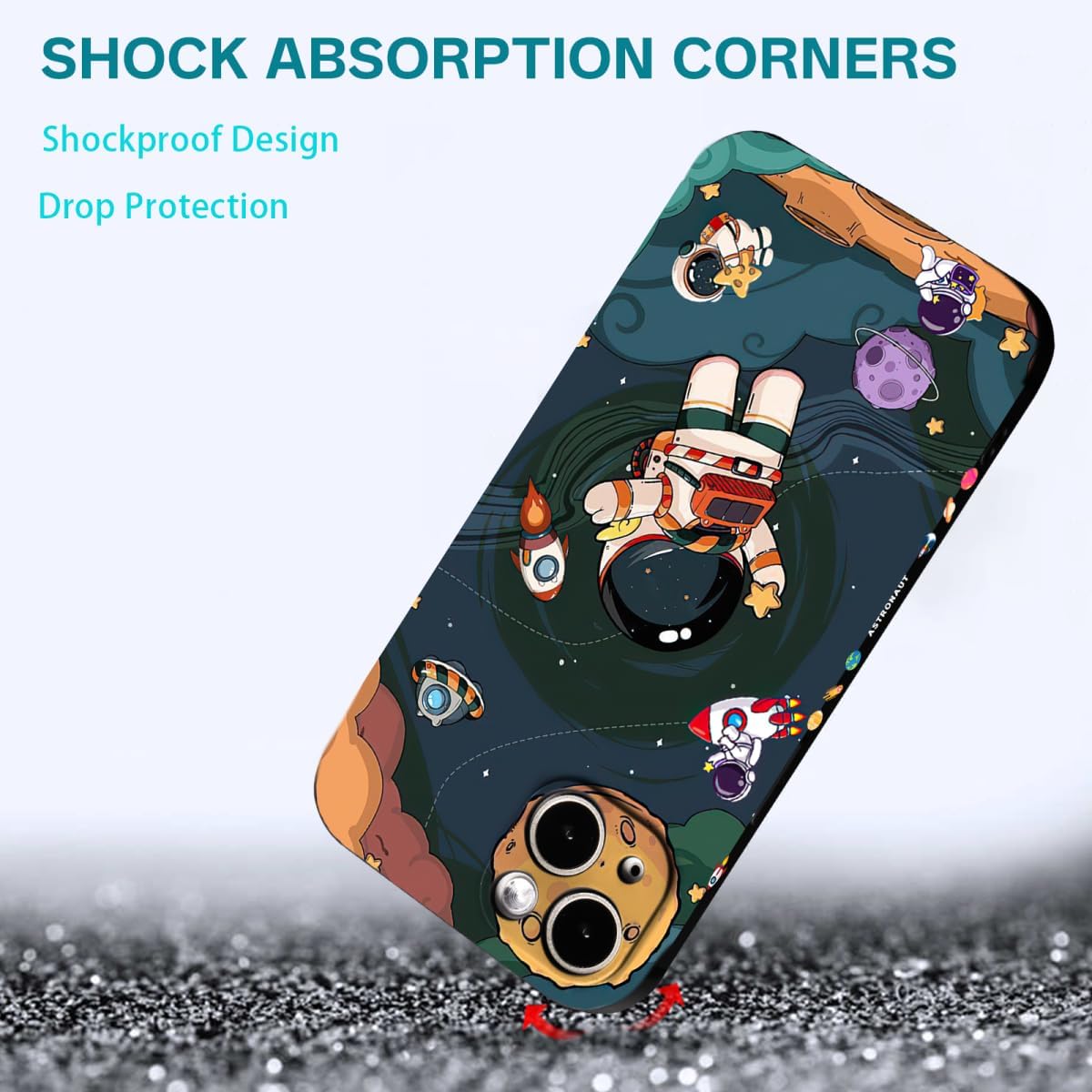 Compatible with iPhone 11 Case for Boys Girls Cute Cartoon Astronaut Rocket Design Aesthetic Shockproof Designer Cool Phone Case for iPhone 11 - Image 2